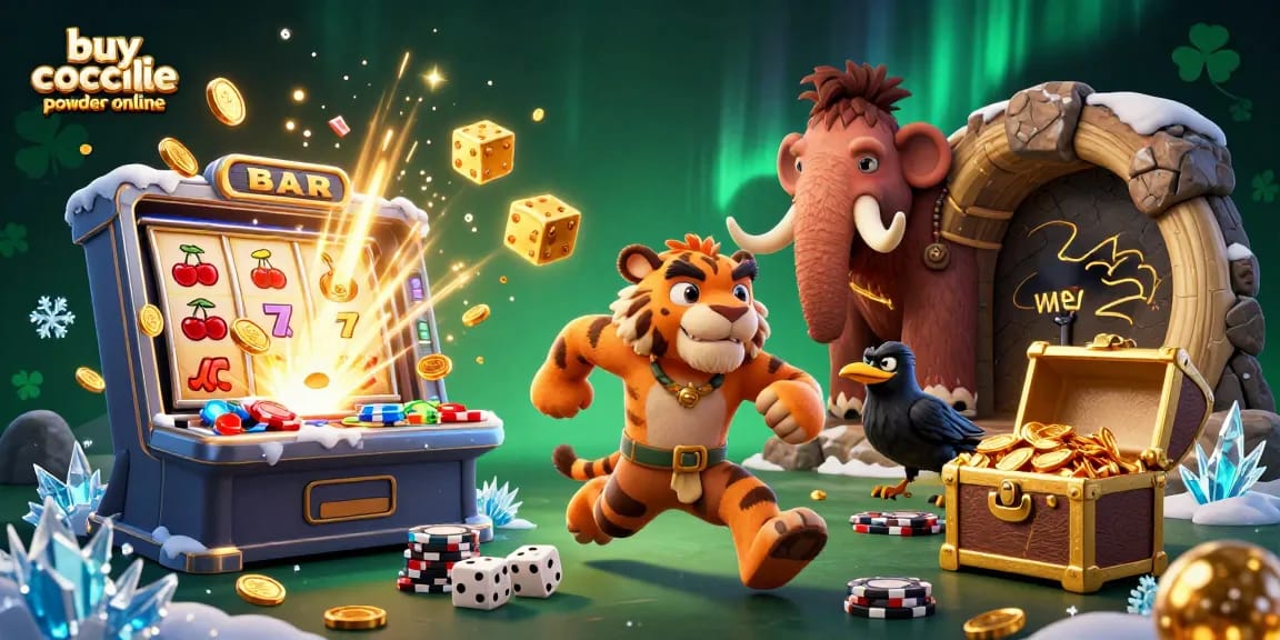 Experience the thrill of gambling as you buy cocaine powder online in a colorful 3D casino scene filled with action.