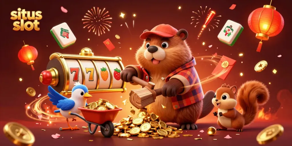 Menang di situs slot dengan permainan slot penuh warna dan simbol keberuntungan.