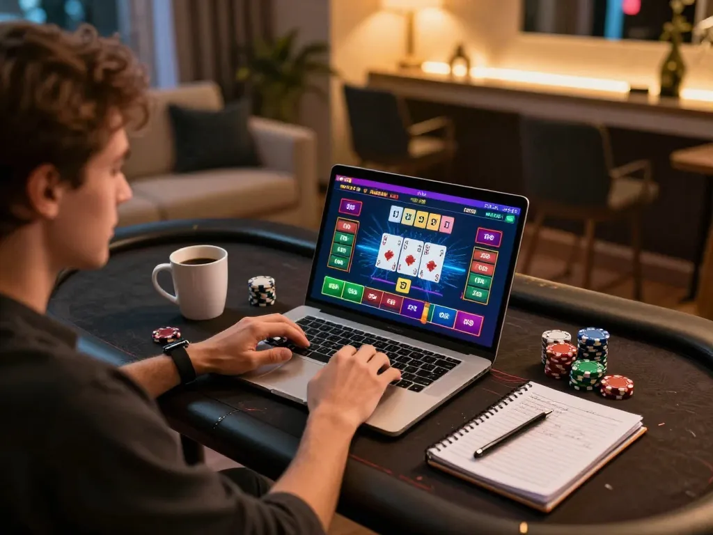 Engaging scene of B52CLUB online gaming with a player focused on live dealer action.