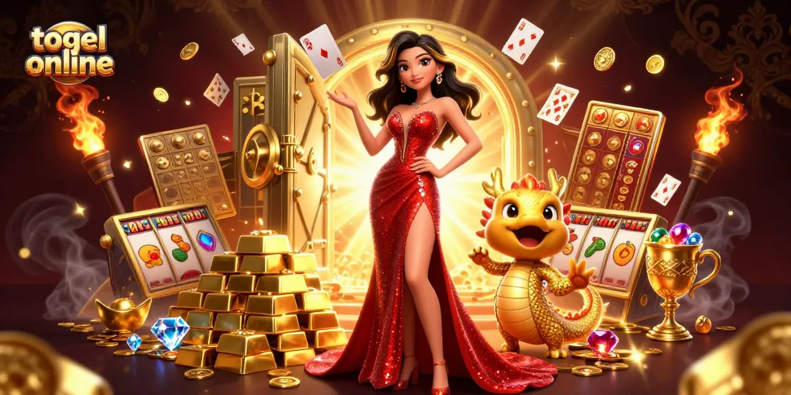 Experience the thrill of togel online with an elegant woman and playful dragon in a captivating casino scene.