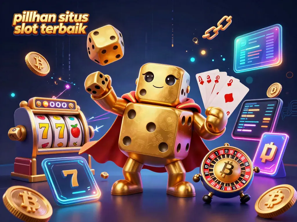 Jadilah bagian dari pilihan situs slot terbaik dengan desain 3D menarik yang memperlihatkan slot dan dadu emas.