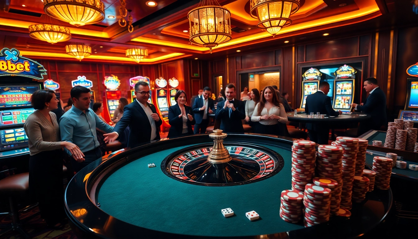 Experience the thrill of winning at 8kbet's vibrant casino games with poker chips and roulette.