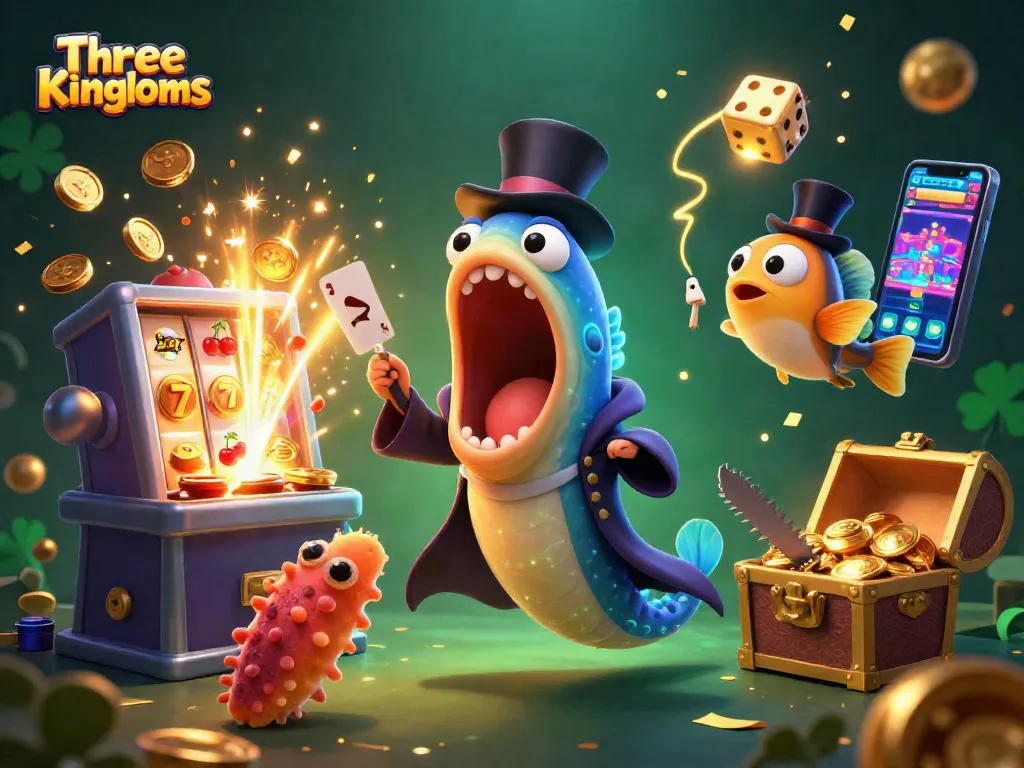 สามก๊กปลากินกันโชคดีในคาสิโนที่เต็มไปด้วยสัญลักษณ์และเกมน่าตื่นเต้น
