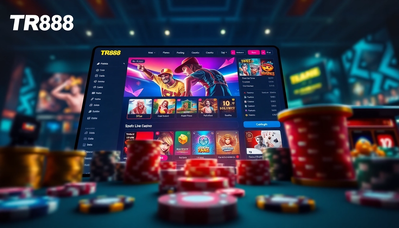 Engaging TR88 online gambling platform showcasing diverse gaming options and premium interface design.