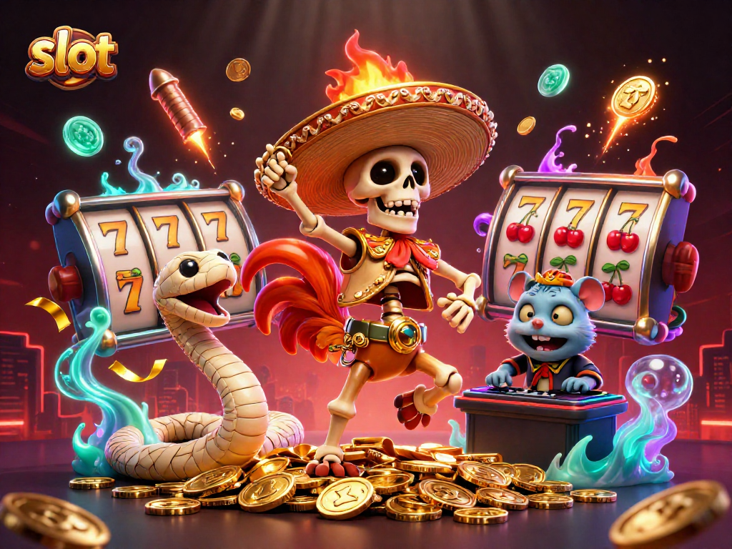 Experience thrilling slot action with vibrant characters dancing on gold coins.