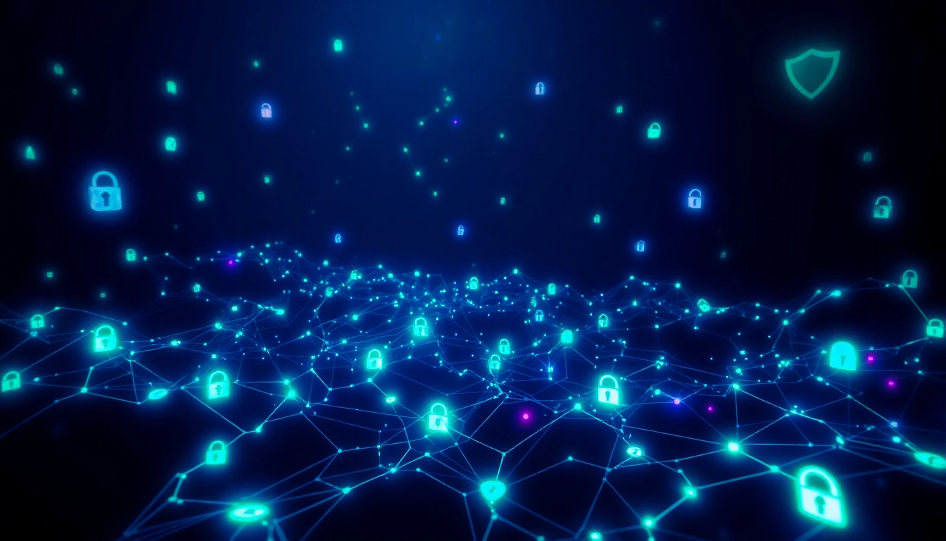 The hidden wiki showcasing a digital landscape of .onion links and security symbols representing the dark web.