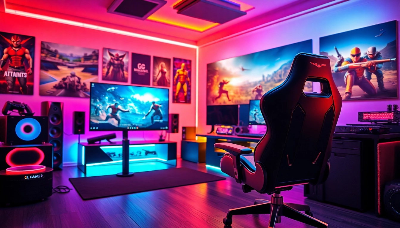 Experimente a emoção do higame em um ambiente de jogos vibrante e tecnológico.