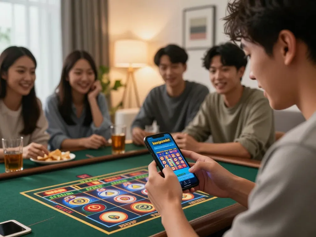 Engaging gameplay on the kerajaanslot app via smartphone in a modern home setup.