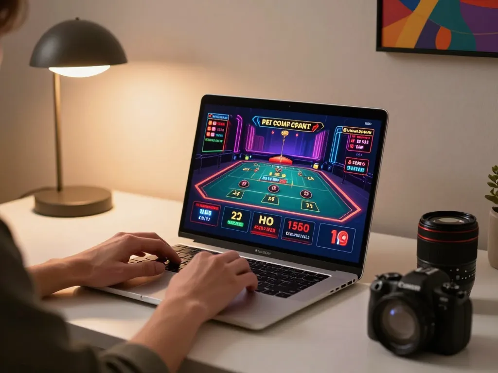 C168 player engaging in a live dealer game on laptop, showcasing strategic gambling decisions.