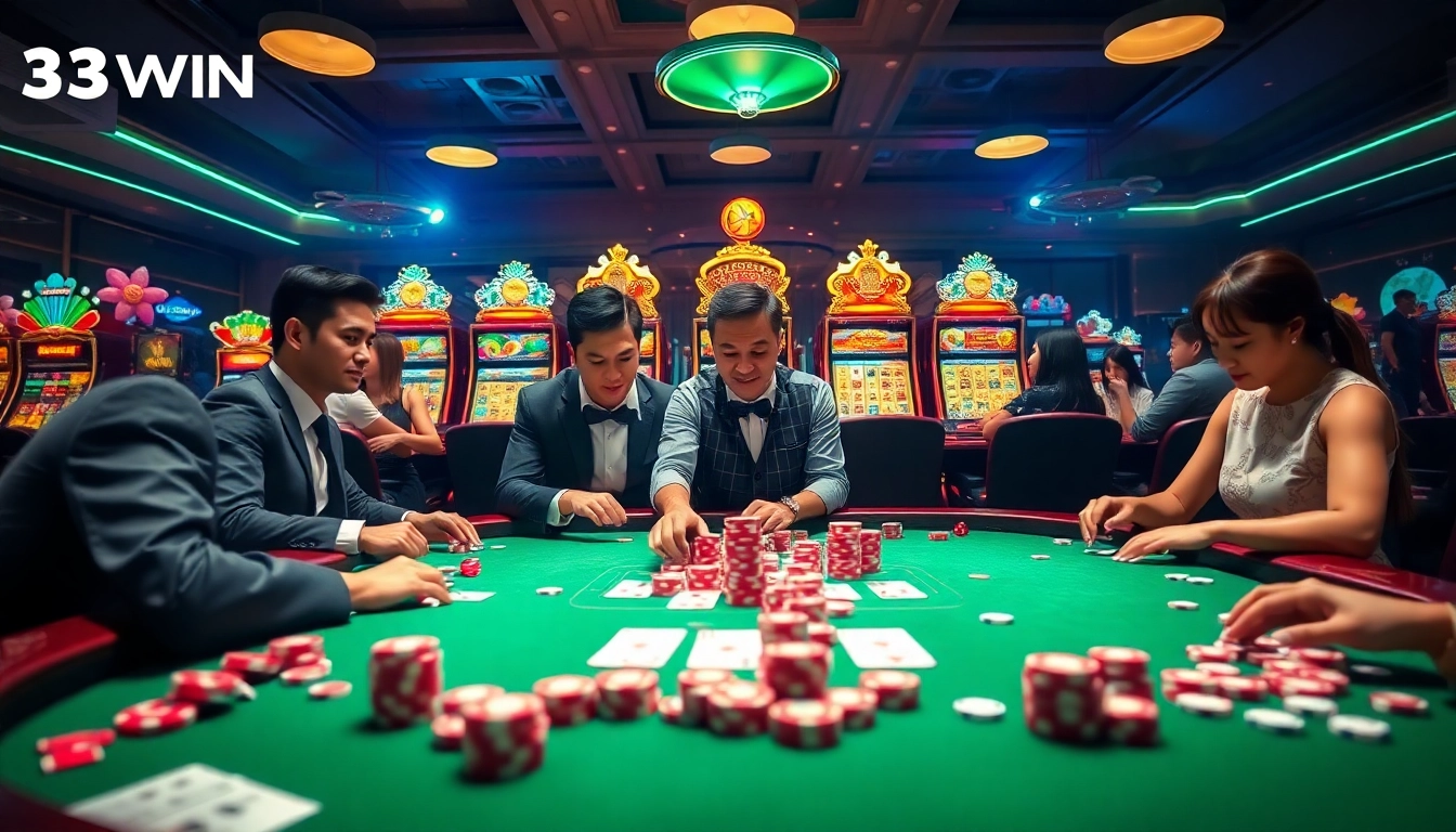 Experience the thrill of online gaming at Nhà cái 33WIN with vibrant casino tables and exciting gameplay.