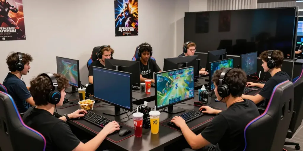 Exciting gaming atmosphere at ORION88 with players engaged in competitive multiplayer games.