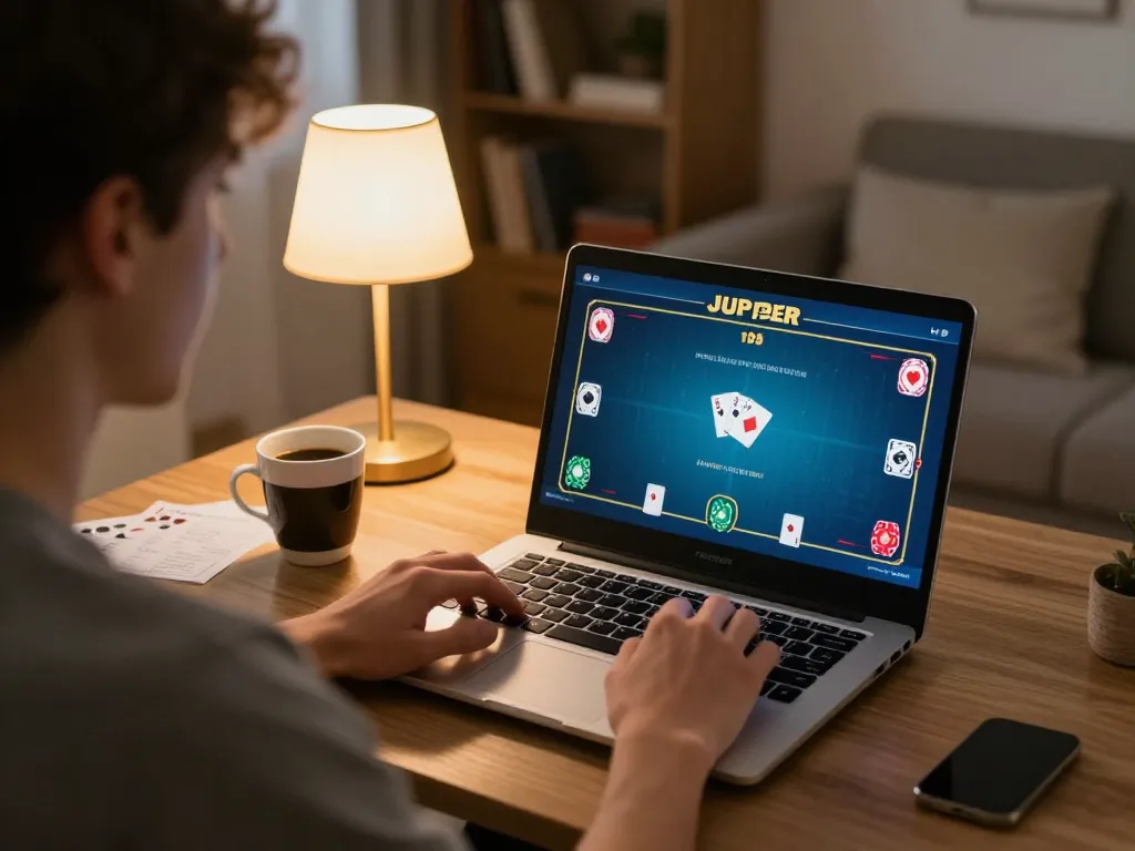 Bet88 online gambling session on a laptop with strategic notes and cozy home atmosphere