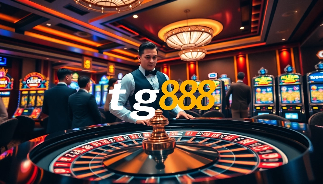 Experience the thrill of winning at tg88, with players focused on the roulette table in a luxurious casino ambiance.