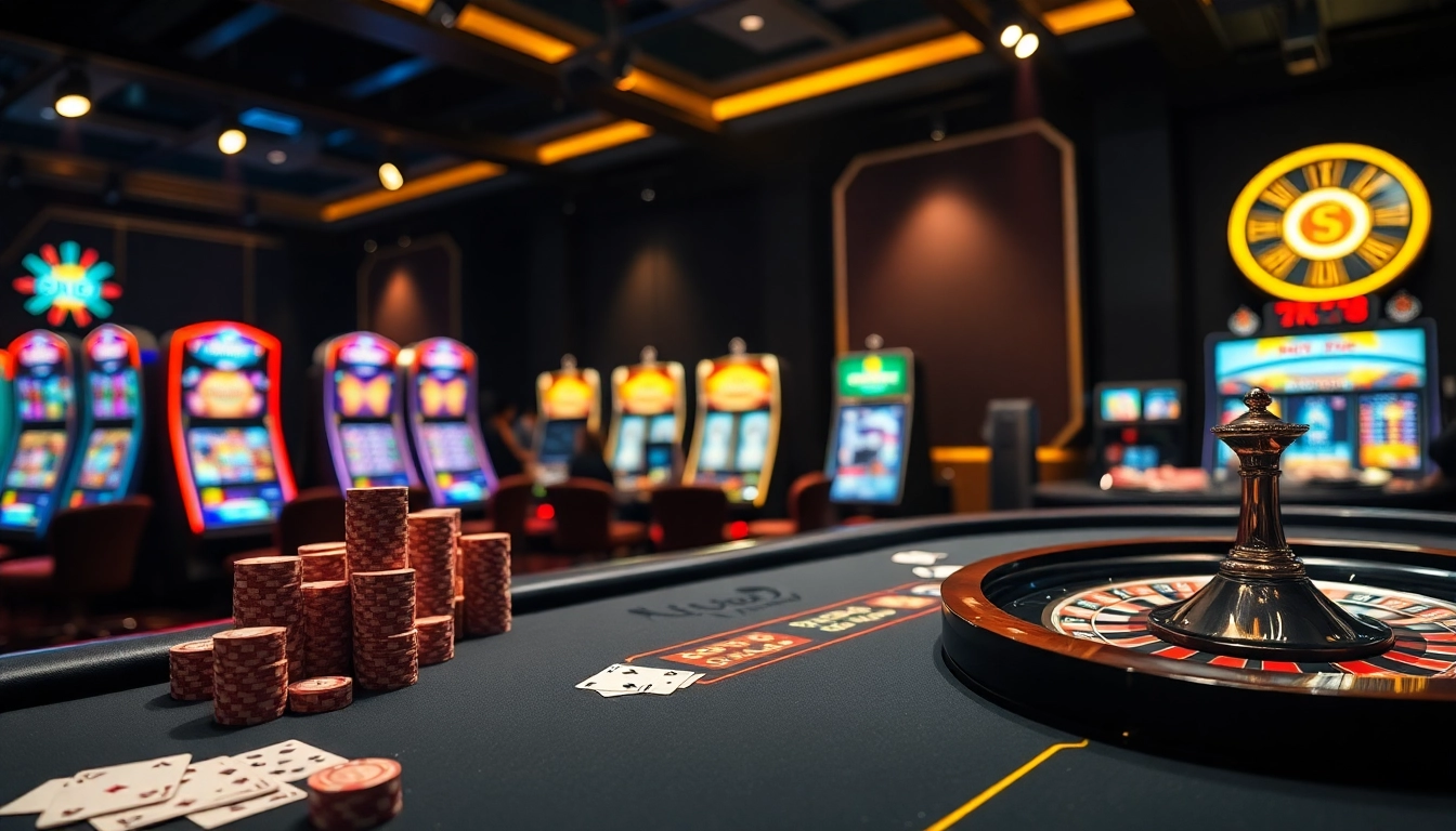 NK88 net showcases a vibrant casino table with poker chips, highlighting excitement and professional gambling.