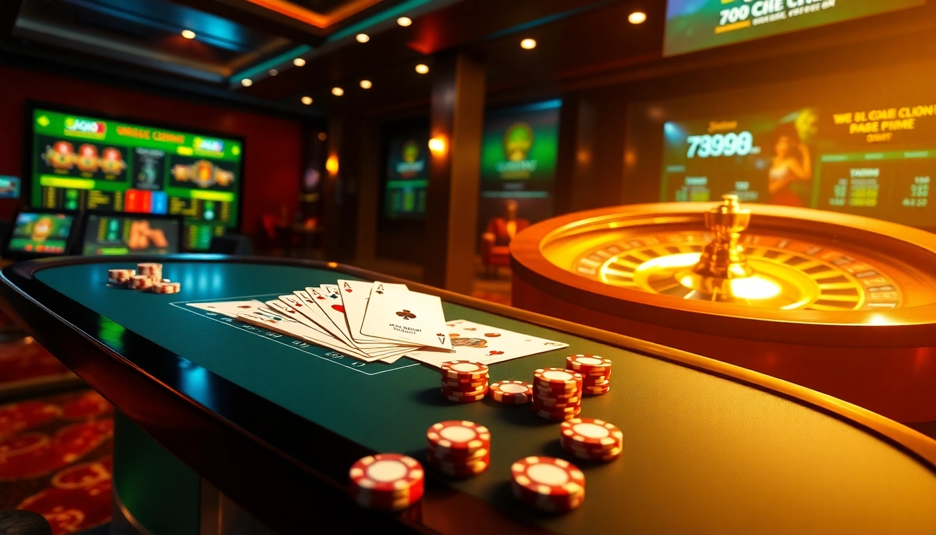 Enjoying the thrilling experience at 789club with poker chips and a roulette wheel in action.