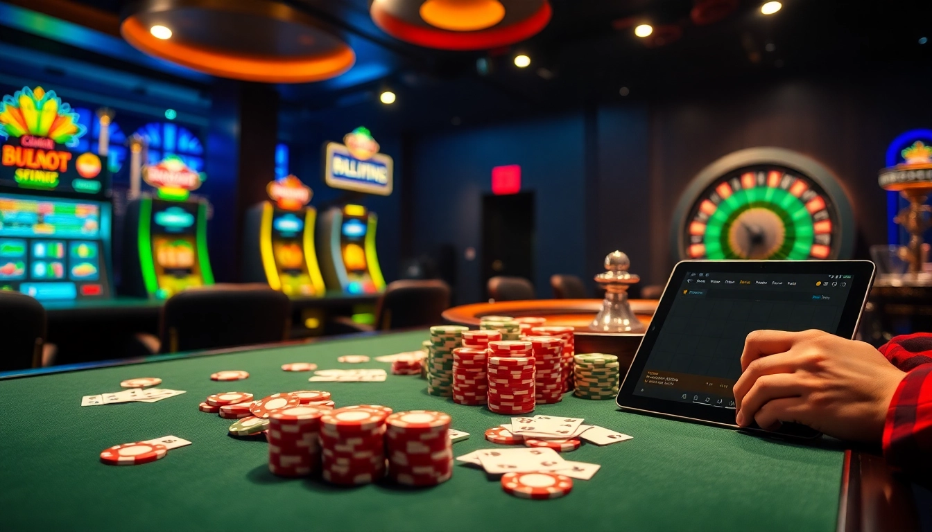 SBOBET poker table scene showcasing an exciting atmosphere with poker chips and cards