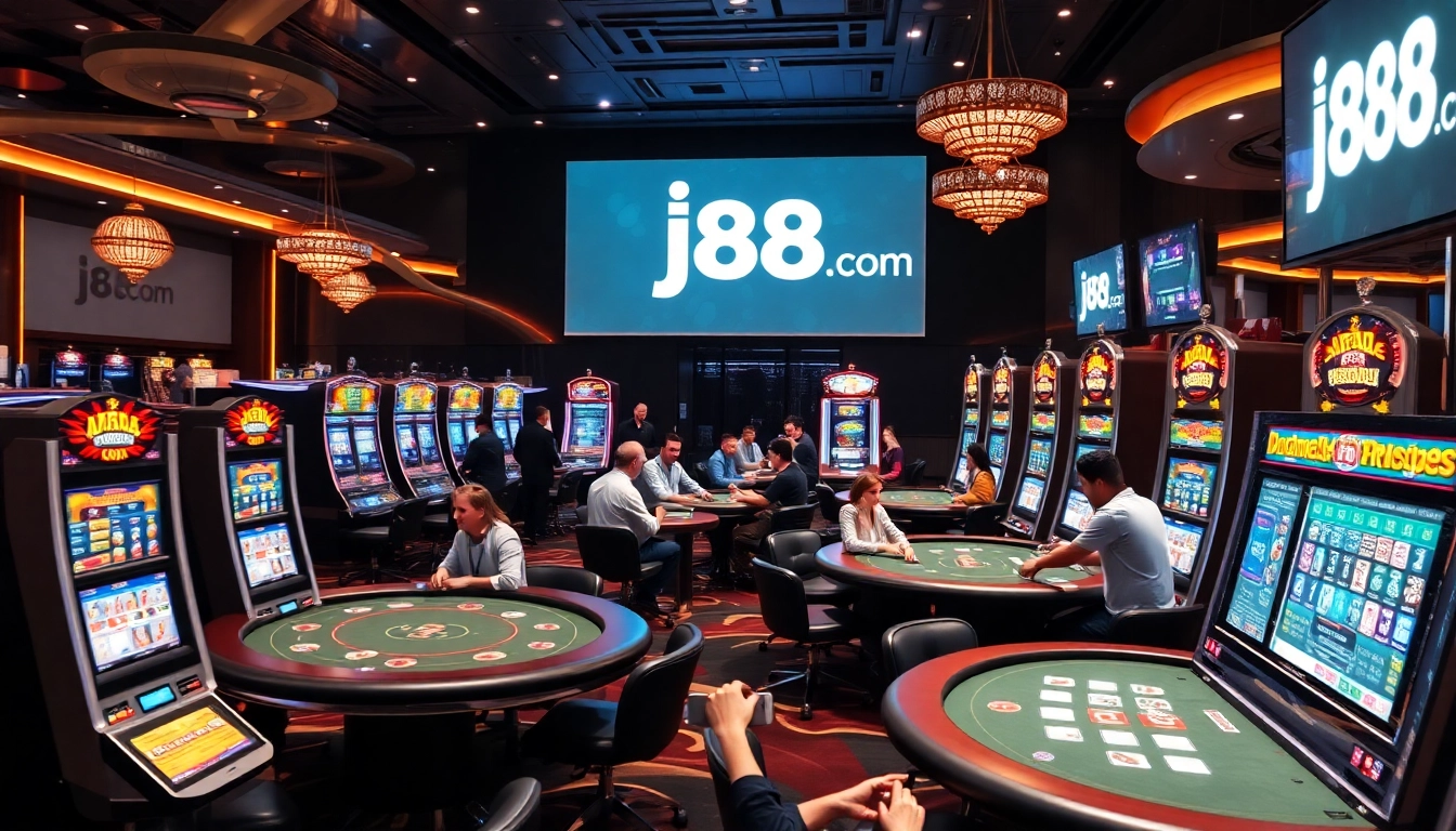 Players enjoying a thrilling experience at j88 com casino with vibrant games and professional ambiance.