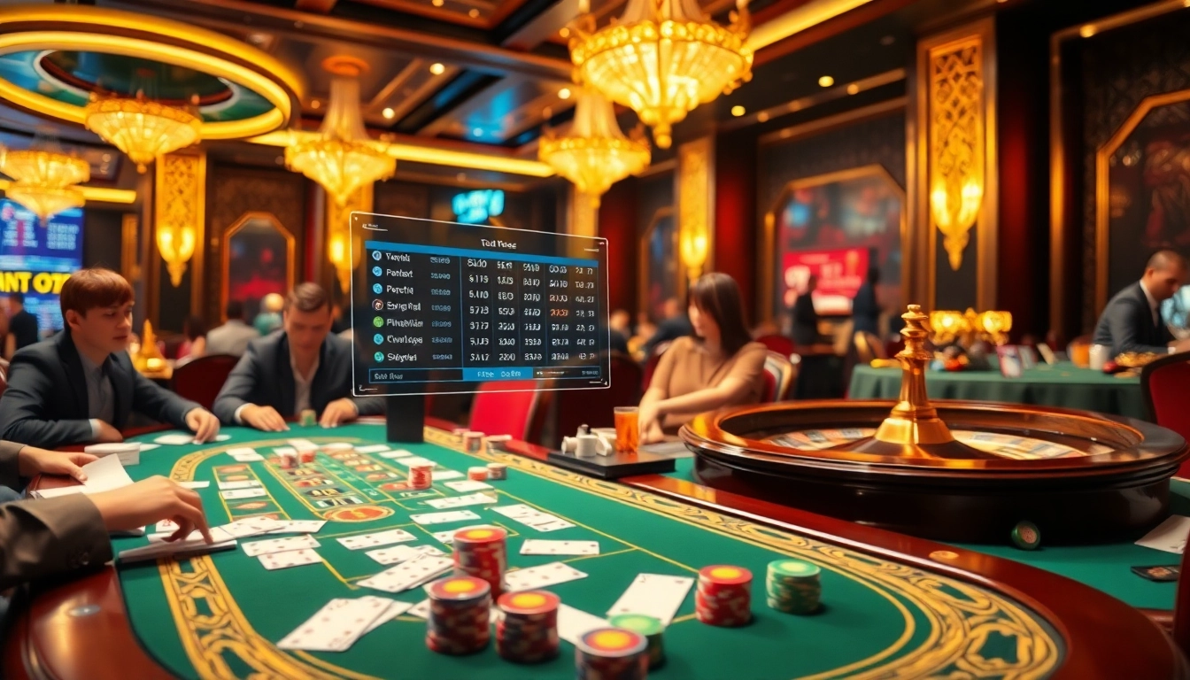 Experience thrilling gameplay with the Tool xo so sieu toc at an upscale casino featuring vibrant tables and chips.