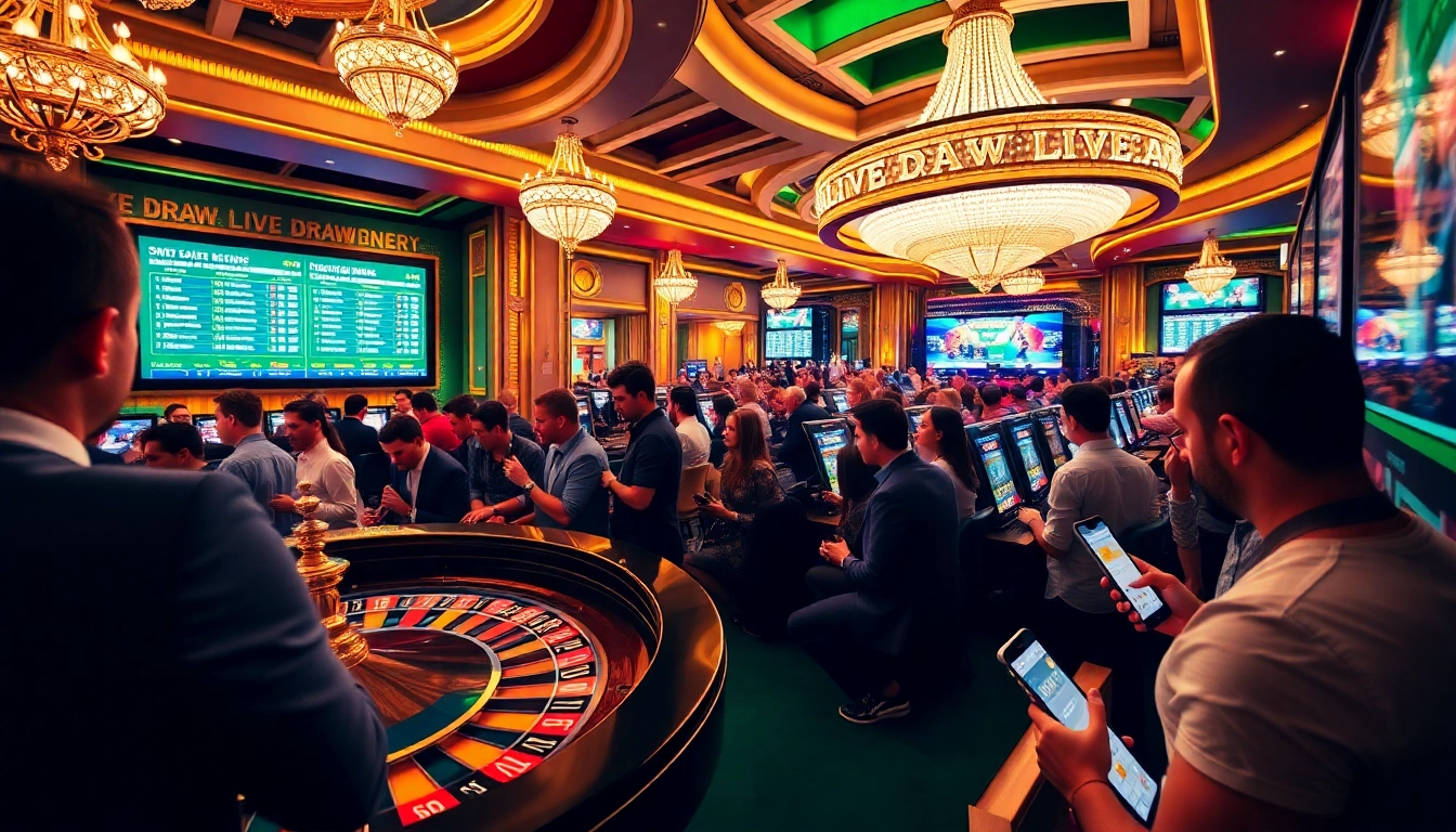 Engaged players monitor sdy hari ini results in a luxurious casino setting, witnessing live draws.