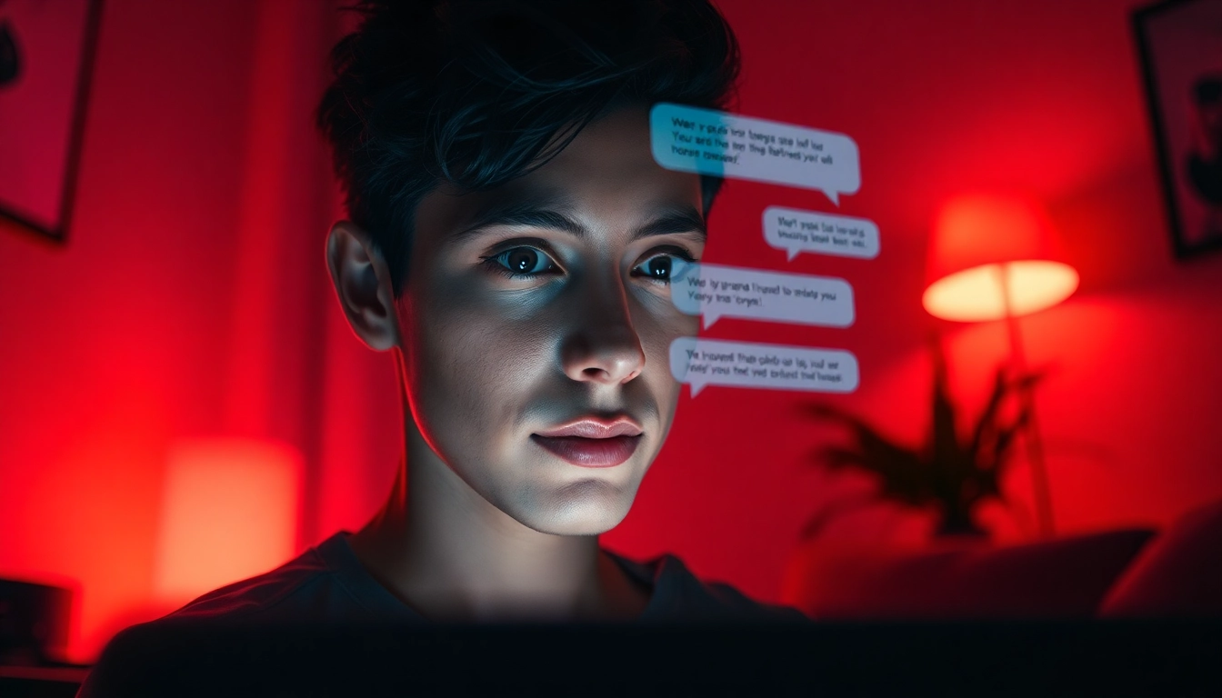 Engaging AI chat porn scene with a user in an intimate, stylish environment.