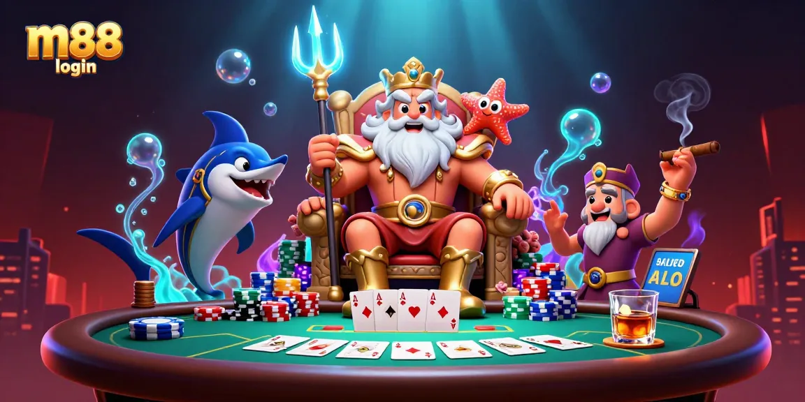 Experience thrilling gaming with m88 login, as sea king Neptune presides over a vibrant poker scene.