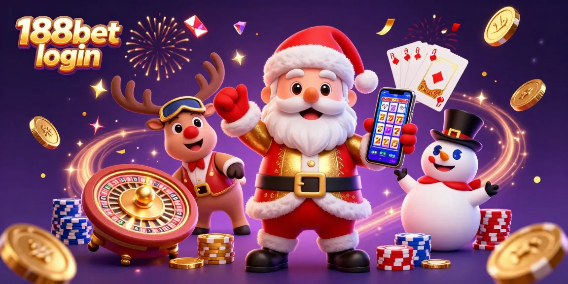 Melakukan login di 188bet dengan Santa Claus dan teman-temannya di kasino yang berkilauan.
