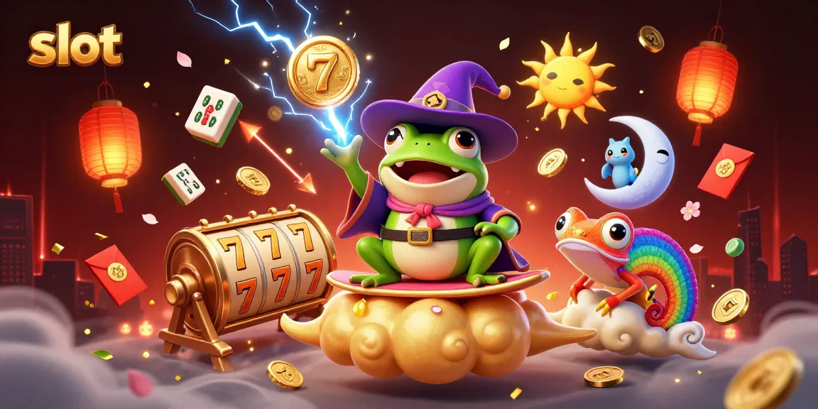 Experience the excitement of slot games with golden coins and magical creatures showering in this vibrant scene.