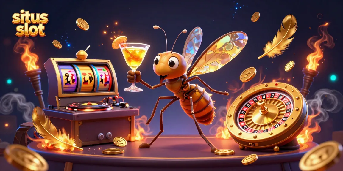 Engage with situs slot through vibrant 3D characters and dynamic casino elements in a captivating illustration.