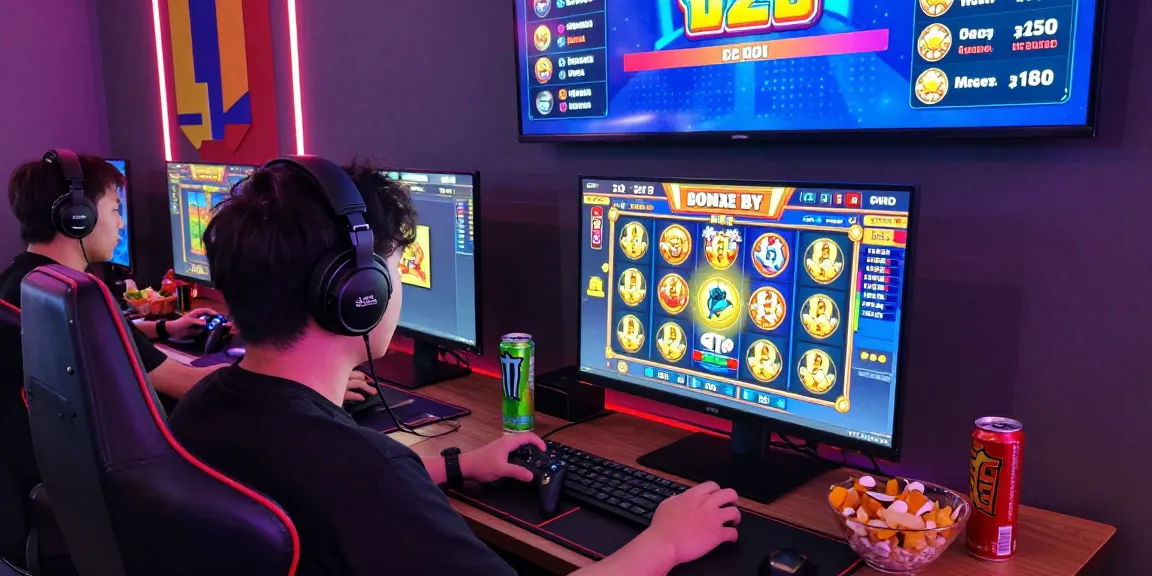 Engaging player experiencing cocomaya bonus buy slots in a vibrant gaming setup with LED lights and exciting graphics.