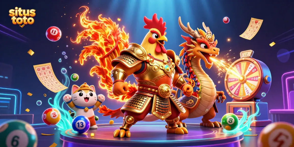 Experience exciting games at situs toto with colorful lottery elements and dynamic 3D characters in action.