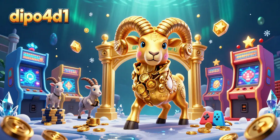 Jelajahi dipo4d1 di dunia kasino dengan fitur ram emas berwarna cerah dan mesin arcade yang bersinar.