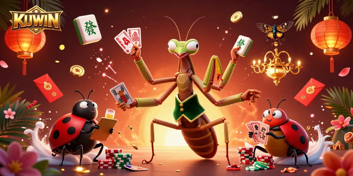 KUWIN ensures thrilling gambling experiences with a vibrant casino scene featuring animated characters.